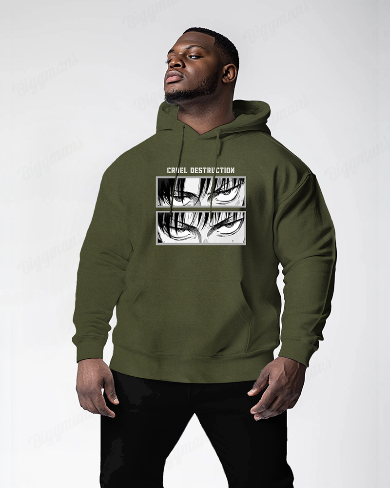 Cotton-sharp Eyes Animation Printing Men's Loose Oversized Hoodie