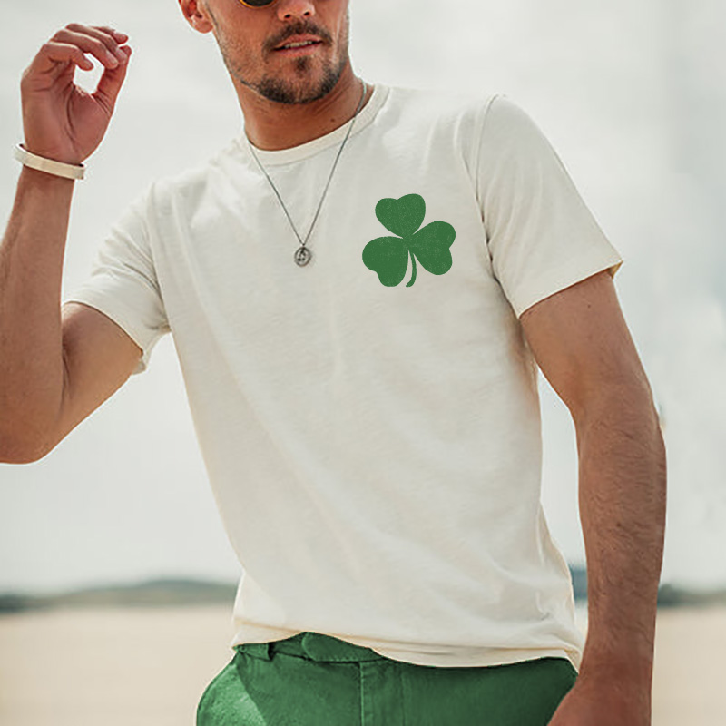 Unisex T-Shirt Surf Shamrock St. Patrick's Day Lucky Print Beach Daily Crew Neck Short Sleeve Tops / [blueesa] /