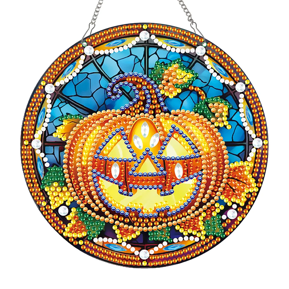 DIY Halloween Pumpkin Special Shape Diamond Painting Art Pendants for Wall Decor