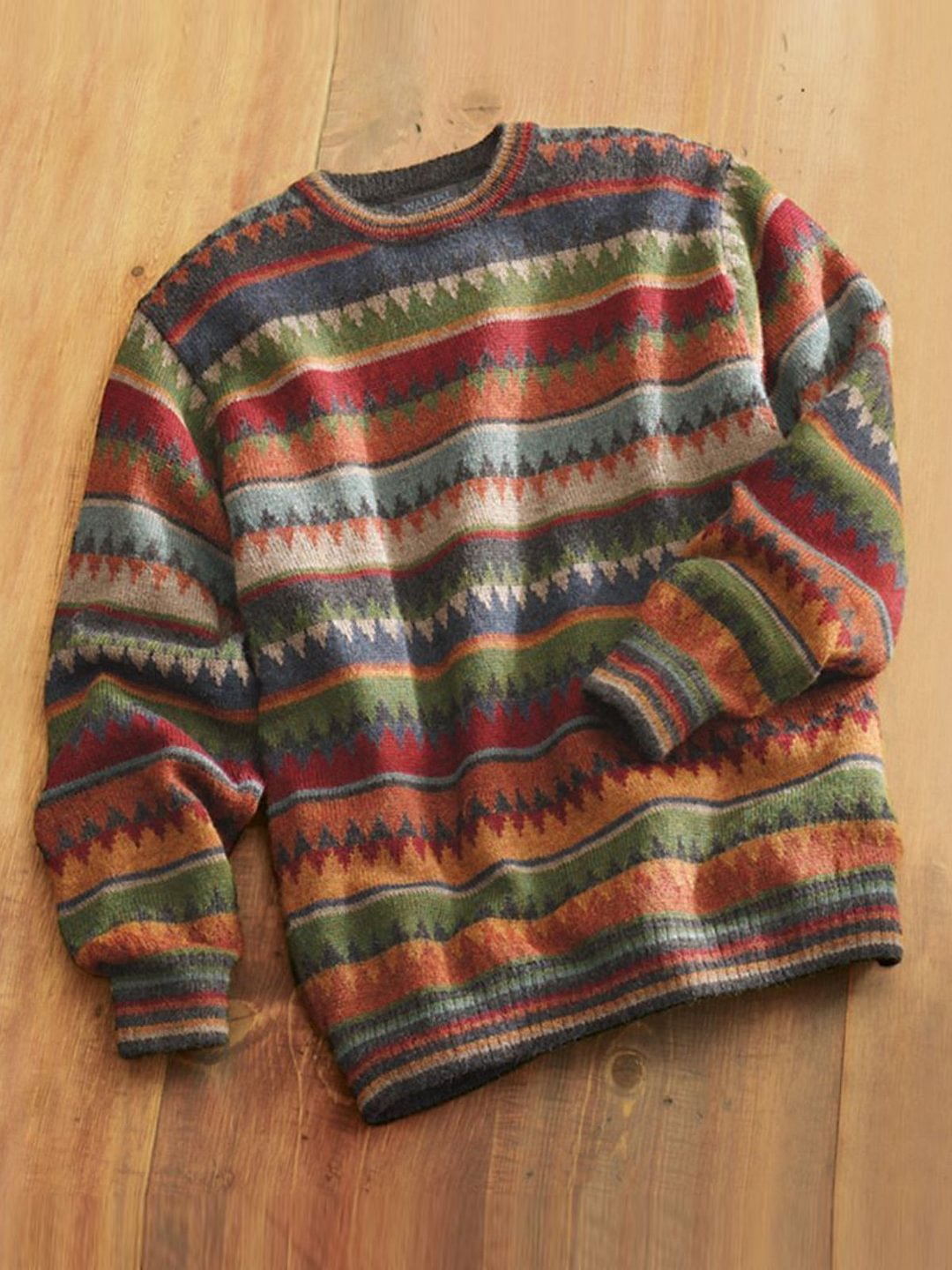 Multicolor Shift Tribal Vintage Floral-Print Sweater - VSMEE