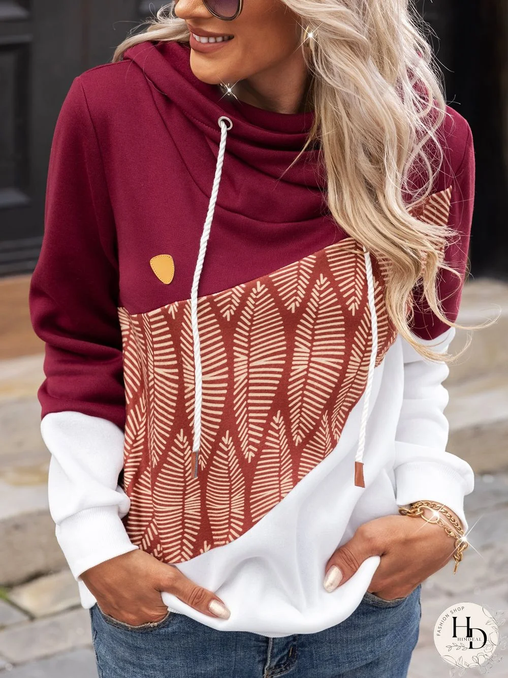 Wine Red Long Sleeve Vintage Sweatshirts