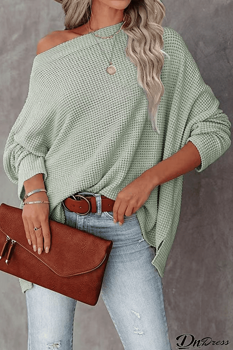 Boat Neck Thermal Knit Top