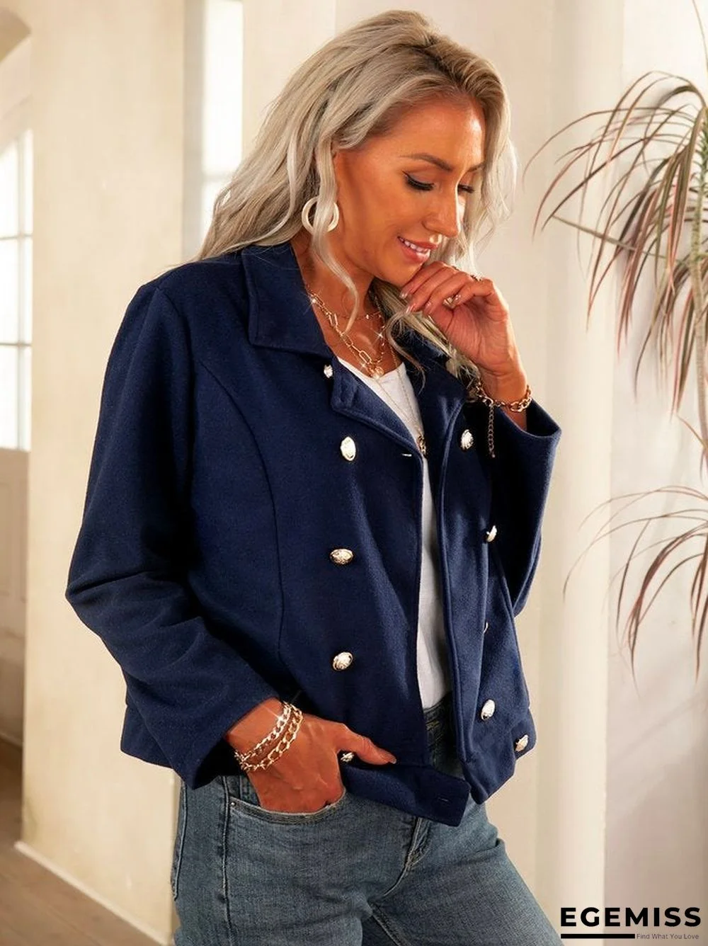 casual long sleeve plain outerwear | EGEMISS