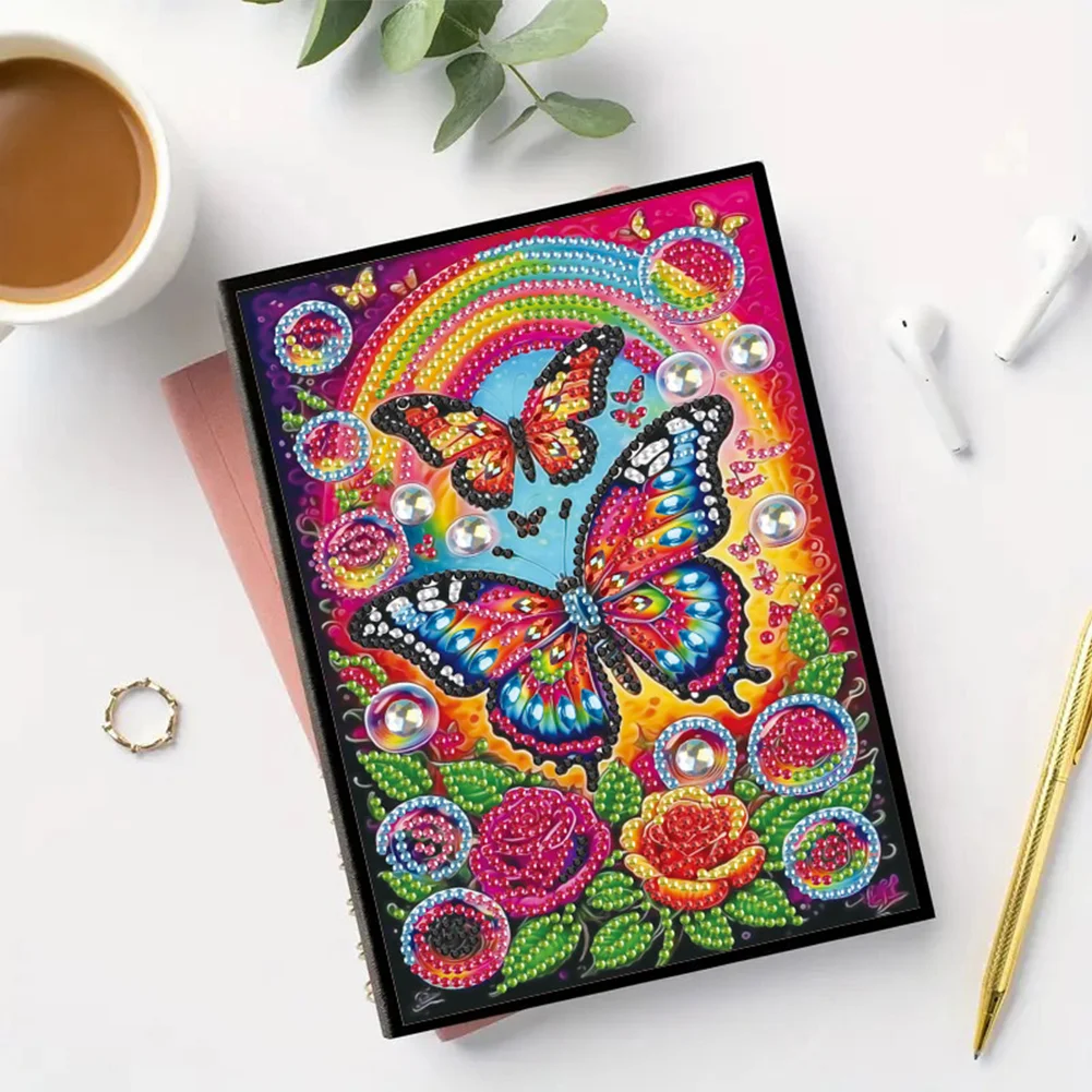 DIY 50 Pages A5 Special Shaped Butterfly 5D Diamond Painting Notebook for Teens