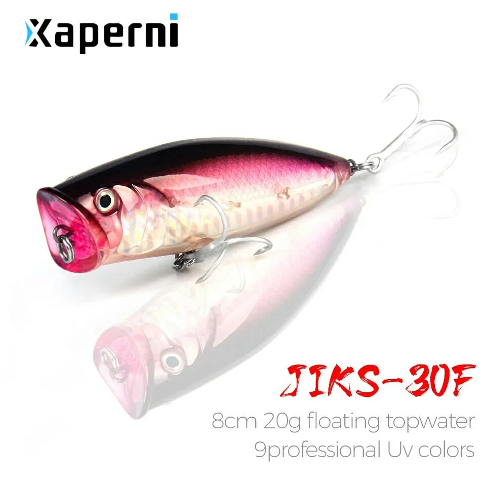 Xaperni professional hot fishing tackle fishing lures assorted colors popper 80mm 20g topwater 9colors for choose hard bait