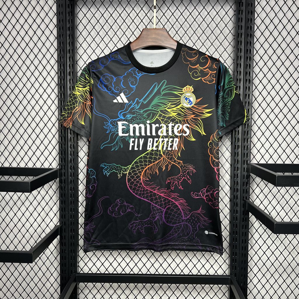 Real Madrid 24-25 Black Colorful Dragon Speical Jersey - Fans Version