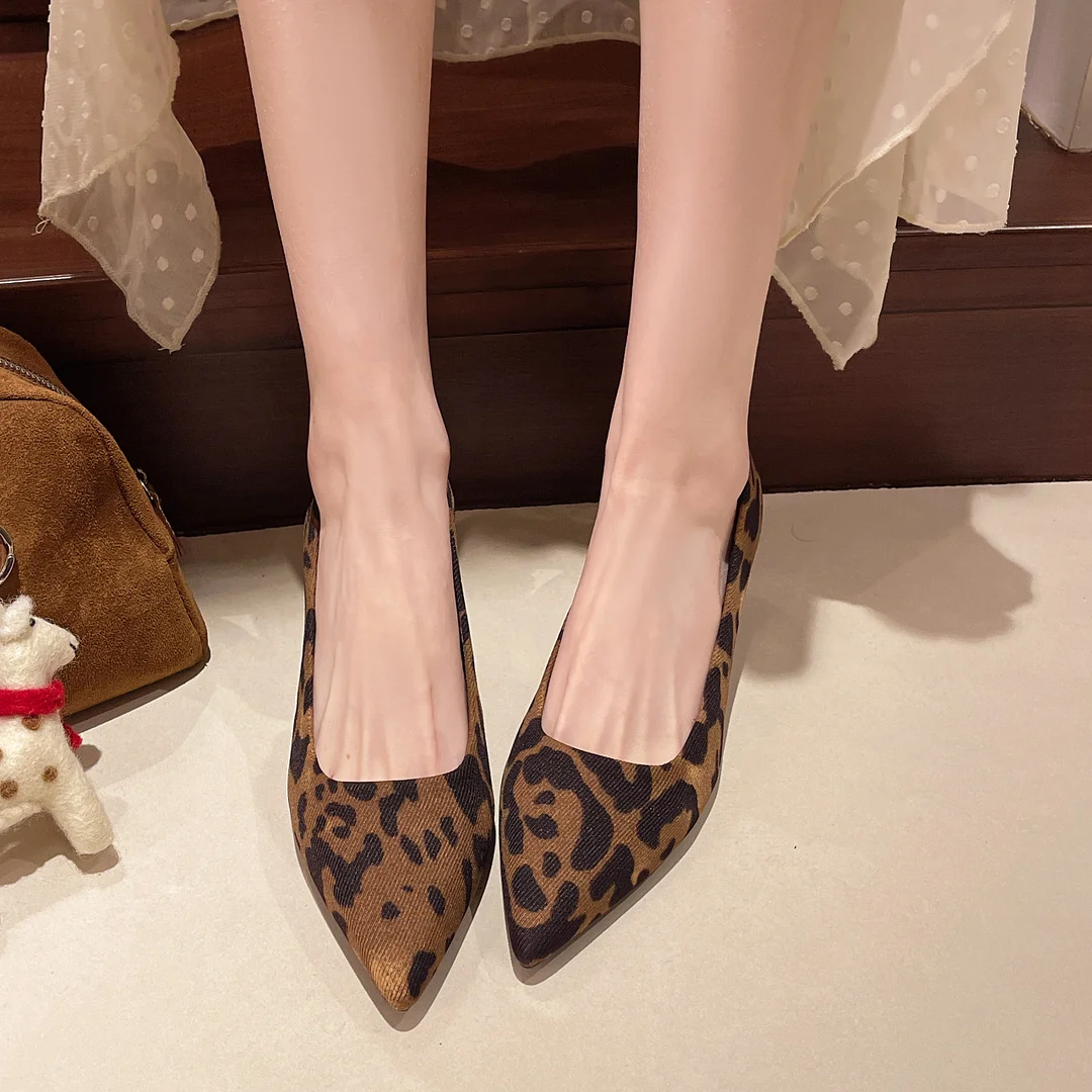 Yyvonne French Leopard-Print Cat Heel Single-Shoe Woman 2025 New Light High-Heeled High-Heeled High-Heeled Shoes Women