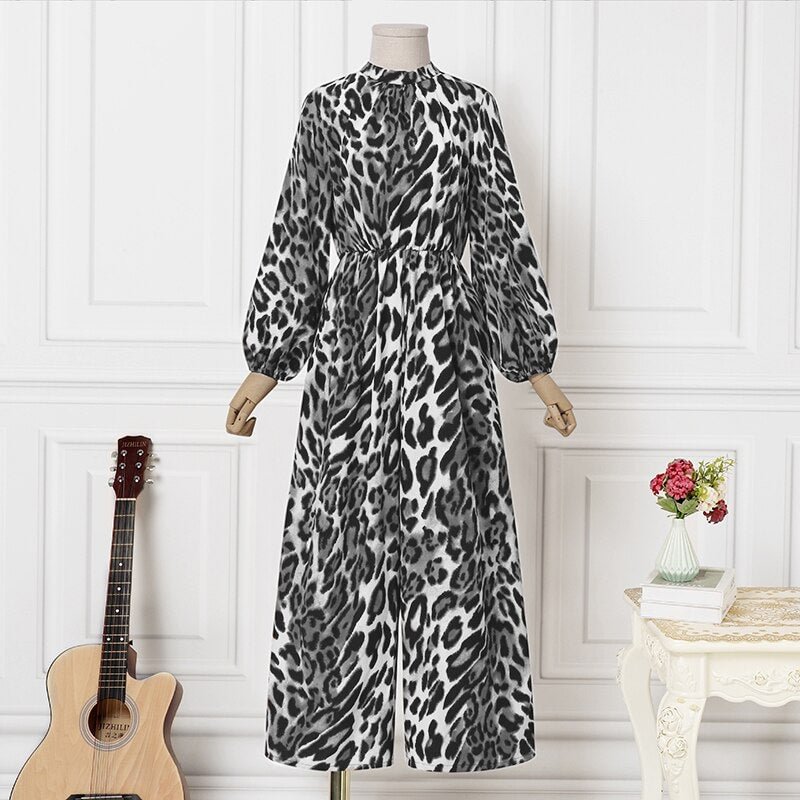 Women Zebra Printed Jupmsuits ZANZEA Fashion OL 2022 Spring Long Sleeve Belted Overalls Casual Loose Oversized Romper Playsuits