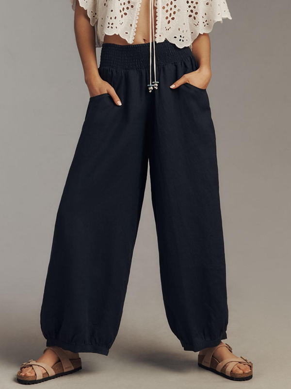 Elastic Waist Cotton And Linen Women's Balloon Pants tjj Shicloths