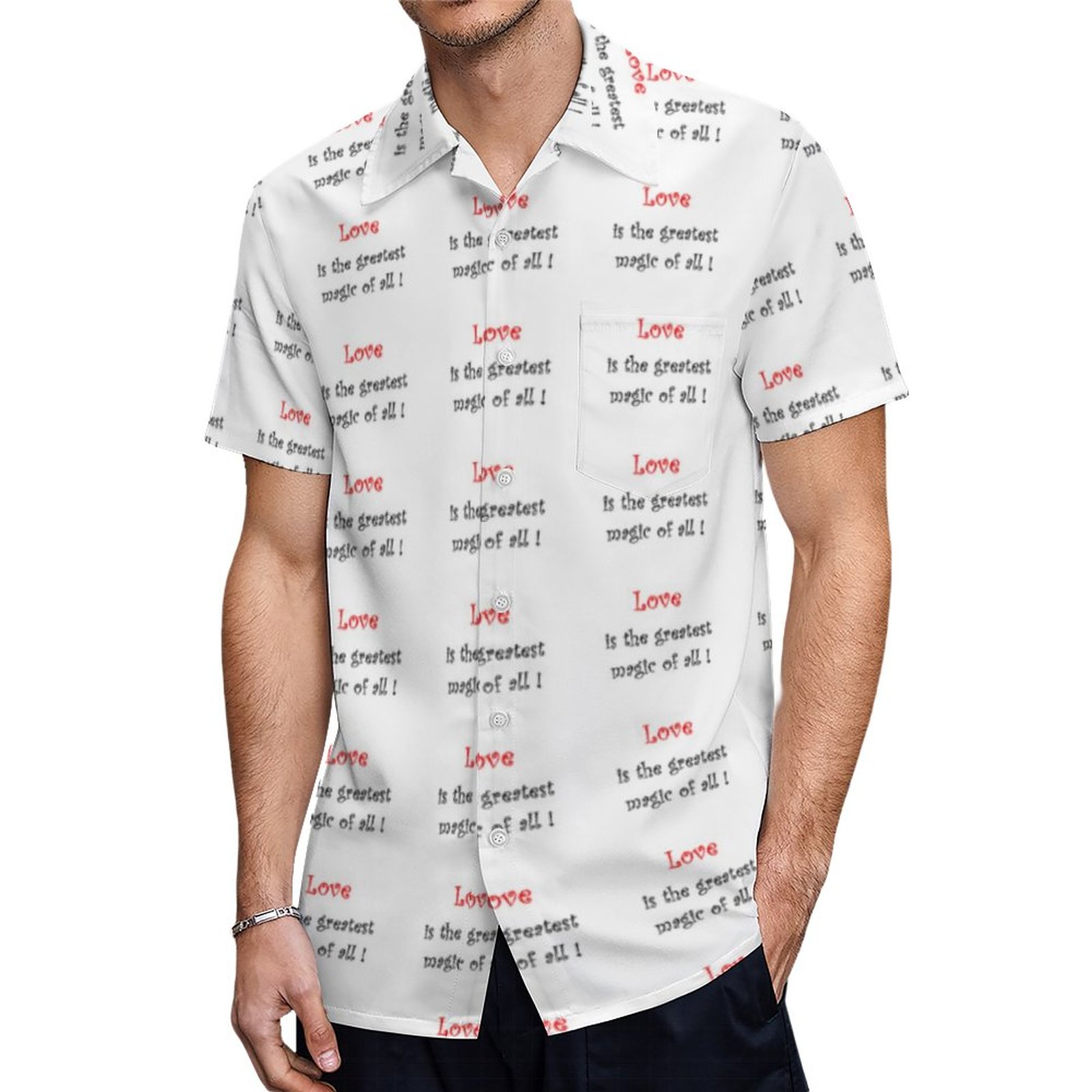 Love Is The Greatest Magic Of All Hawaiian Shirt Mens Button Down Plus Size Tropical Hawaii Beach Shirts