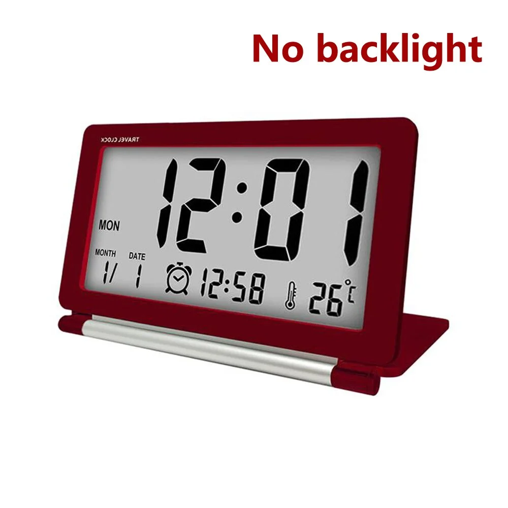 LED Digital Alarm Clock Travel Multifunction Backlight Digital Table Clock with Thermometer Folding Electronic Travel Clock