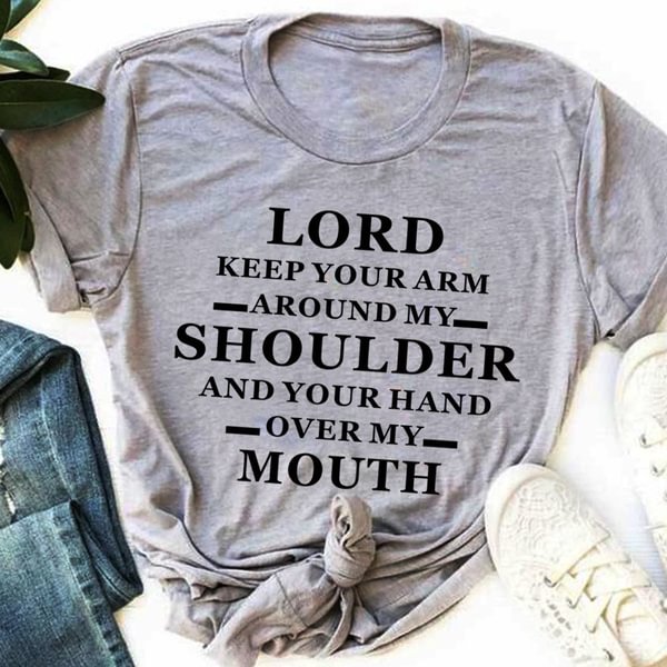 Cute Shirt with "keep Your Arm" Saying, Fashion Funny Short Sleeve Shirt for Girls, Cool Tee for Casual Wear - BlackFridayBuys