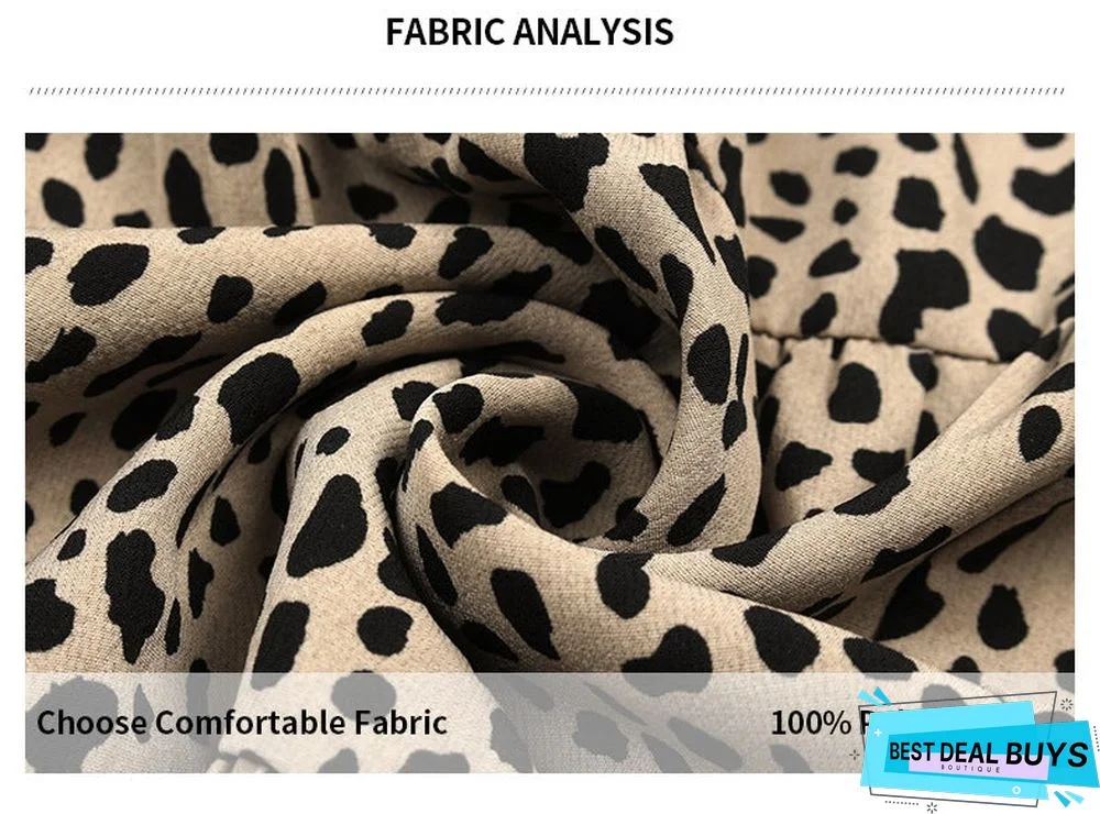 European and American Long Sleeve Fashion Women's Leopard Print Dress