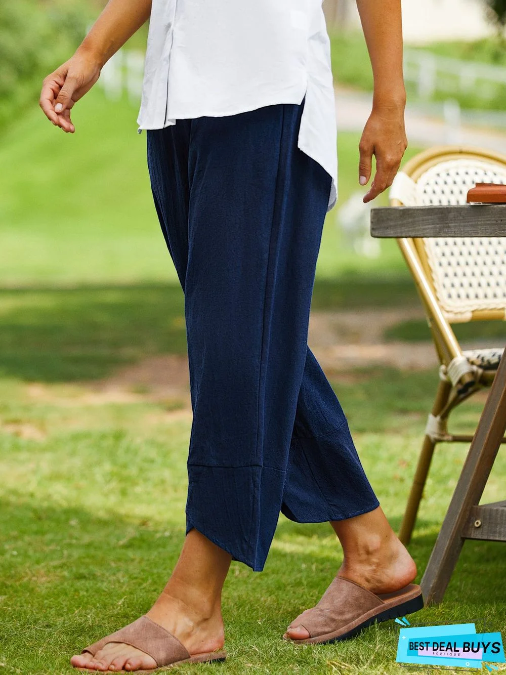 Plain Summer Casual Drawstring Lightweight Standard Loose Wide leg pants Long Casual Pants for Women