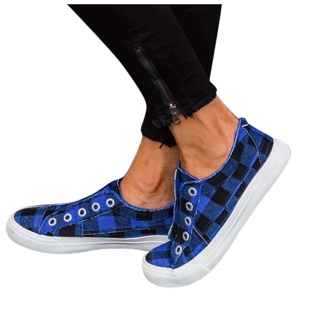 Plaid Slip-On Round Toe Flat Sneakers
