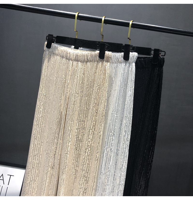 Ootddress Women Silver Full Sequined Wide Leg Pants Elastic Waist Bling Luxury Chic Capris Casual Gold Long Pants Female Club 2025
