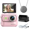 Compact Panoramic Action Camera Anti-Shake WiFi Mini Sports Camera 2.0in Flip Screen with Magnetic Neck Strap for First-person View Shooting
