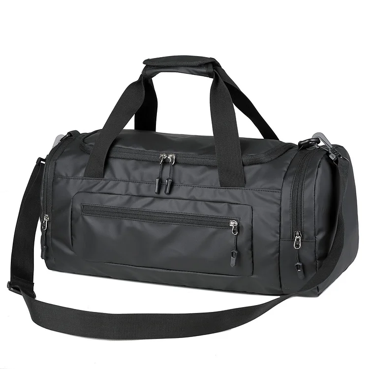 Fitness Bag Carry Handle with Shoe Compartment and Wet Pocket (Black)