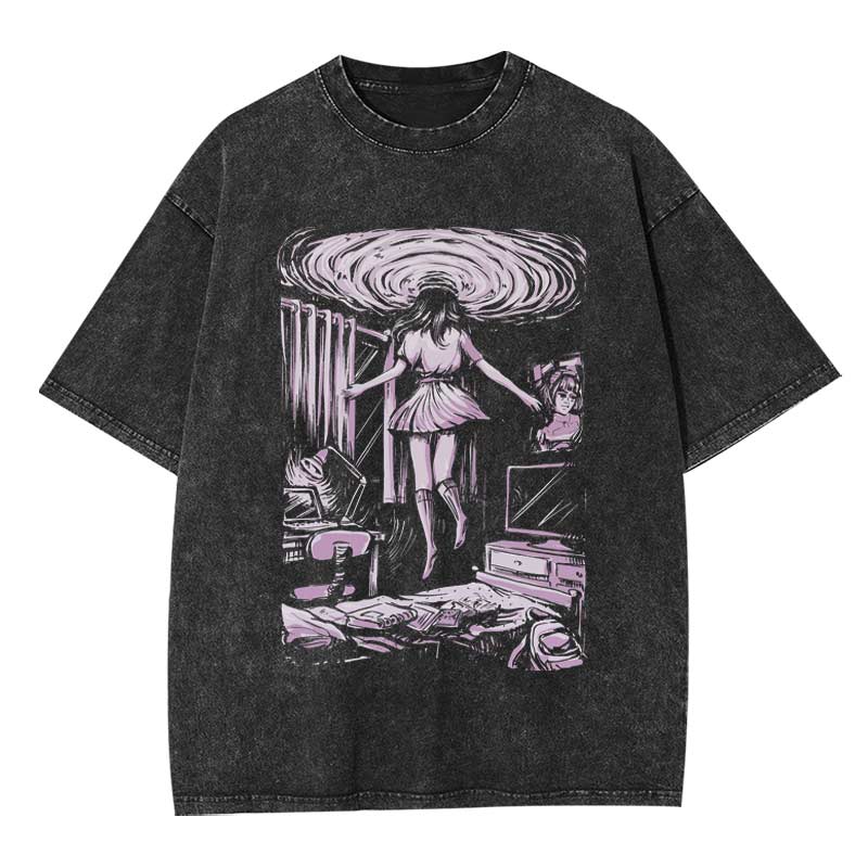 Portal Door Girl Washed T-shirt