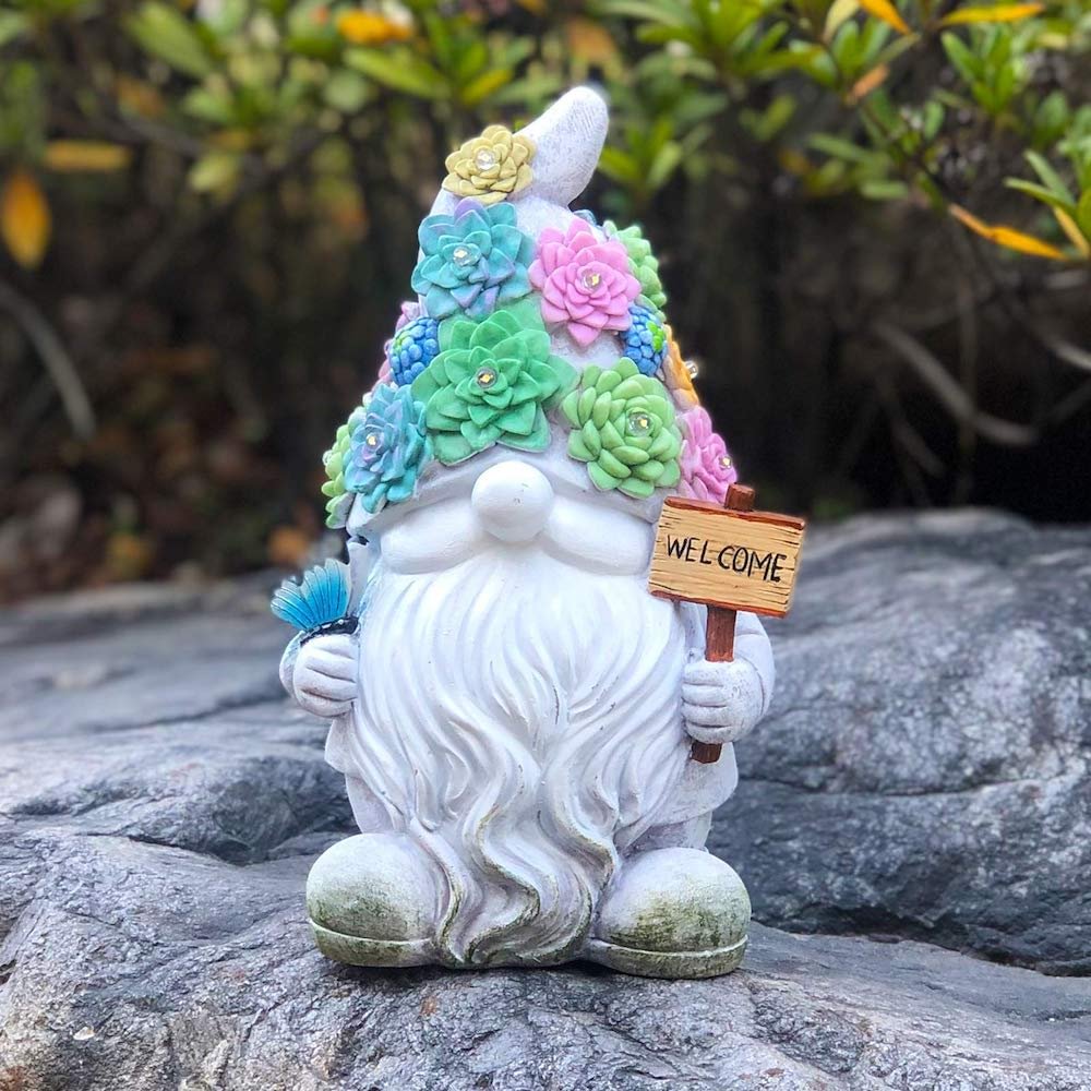 Garden Gnome Statue with Solar LED Lights