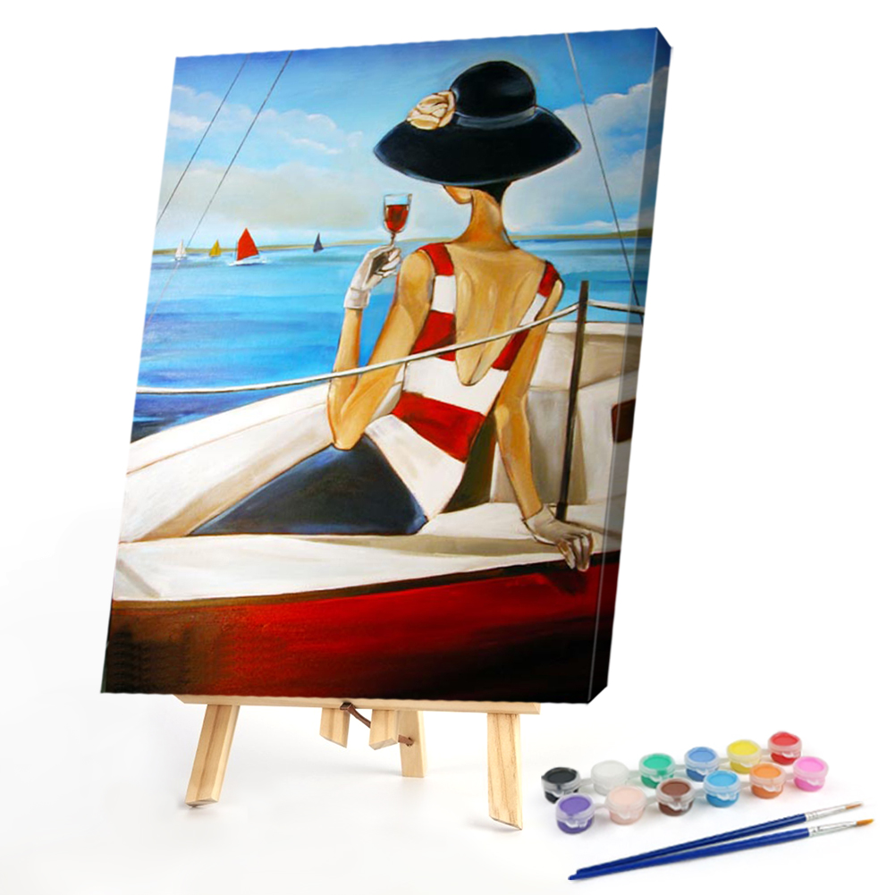 

40*50CM - Paint By Numbers - Yacht Girl, 501 Original