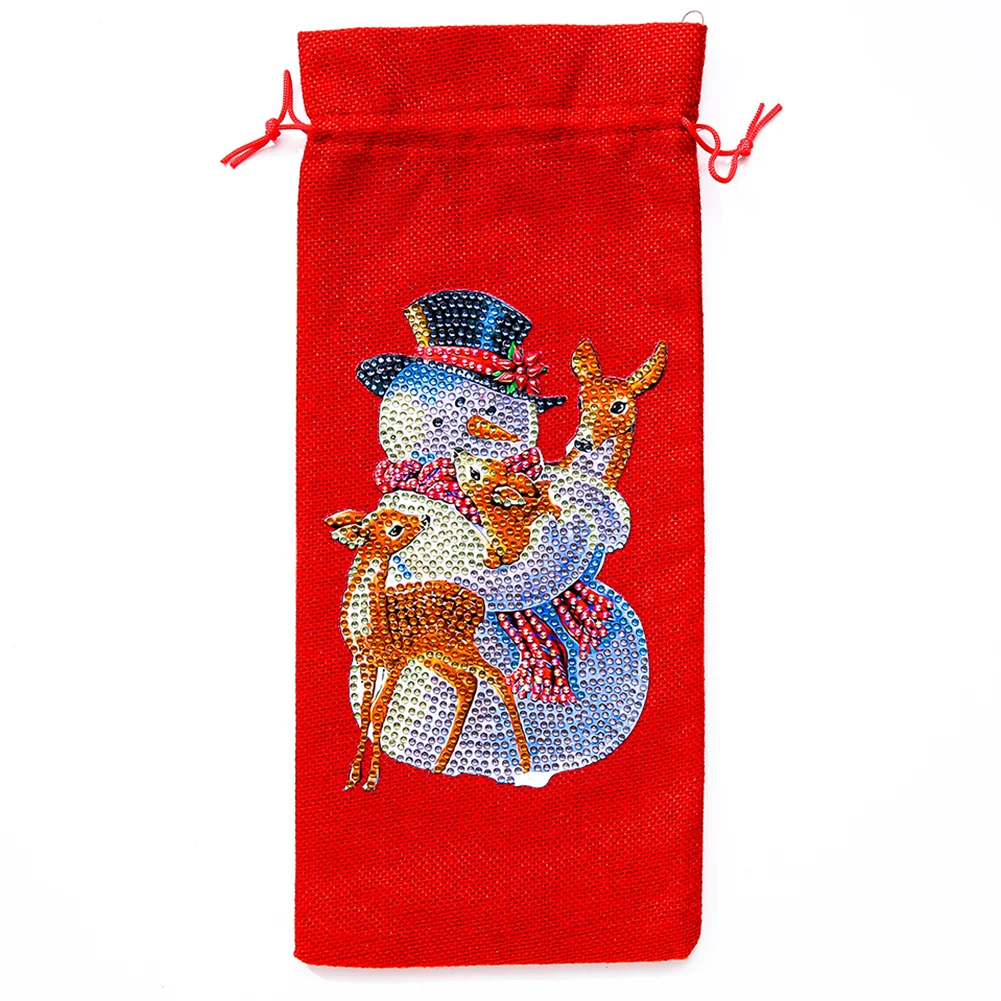 DIY Diamond Painting Xmas Wine Bottle Bag - Snowman Deer