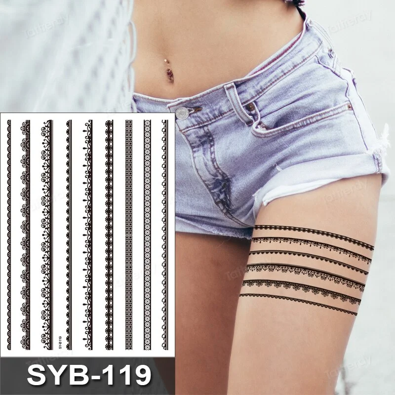 Sdrawing Temporary Tattoo Sticker Henna Mehndi Totem Flash Tatto Butterfly Flower Hand Fingers Body Art Arm Fake Tatoo Women