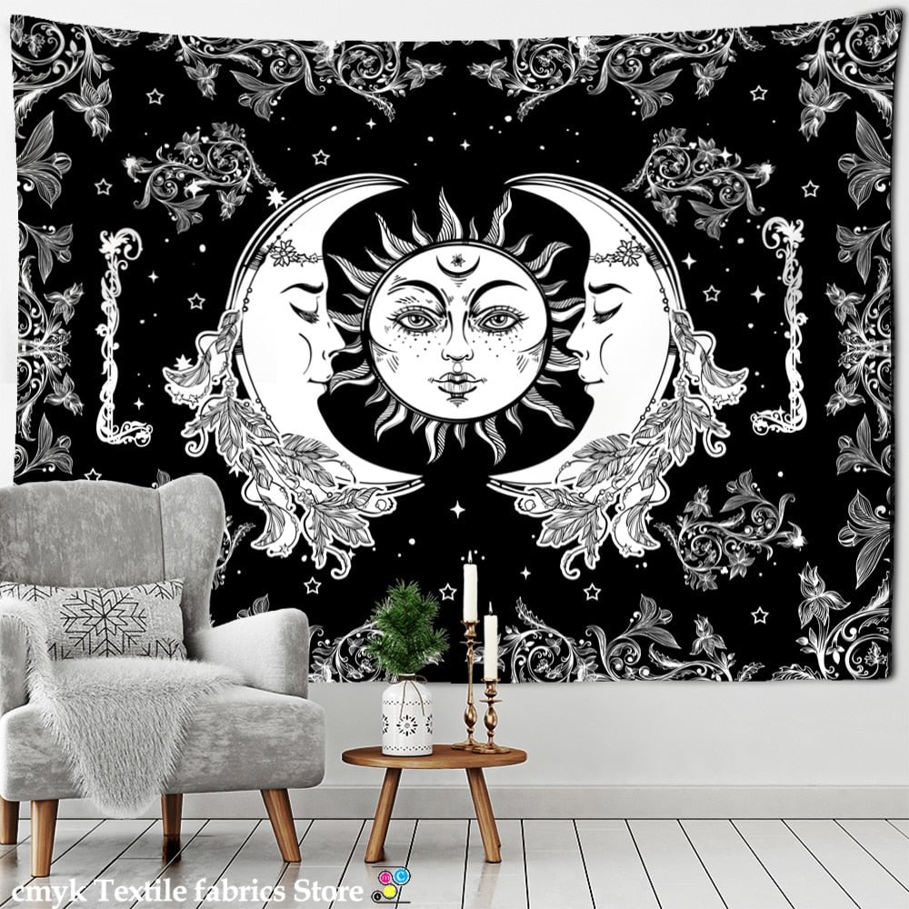 Colorful Sun Moon Tapestry Universe Psychedelic Witchcraft Hippie Tapiz Wall Hanging Room Home Decor
