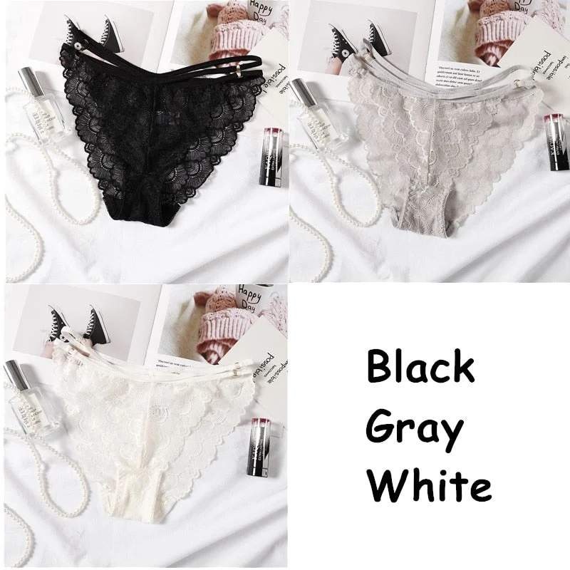 3PCS Hot Lace Transparent Panties New Sexy Women Underwear Lingerie Briefs High Quality Low Waist Women's Underpantes Intimates