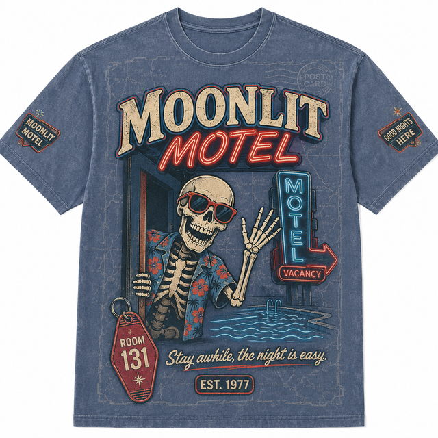 Surf Moonlit Motel Cotton T-Shirt