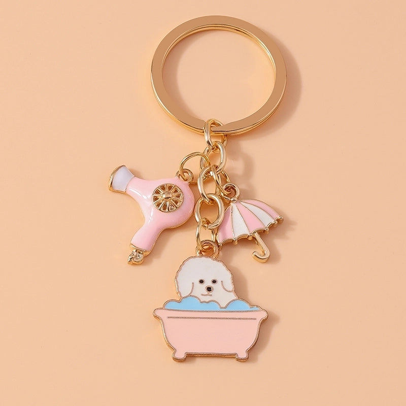 Cartoon Style Sweet Rainbow Bear Duck Alloy Keychain