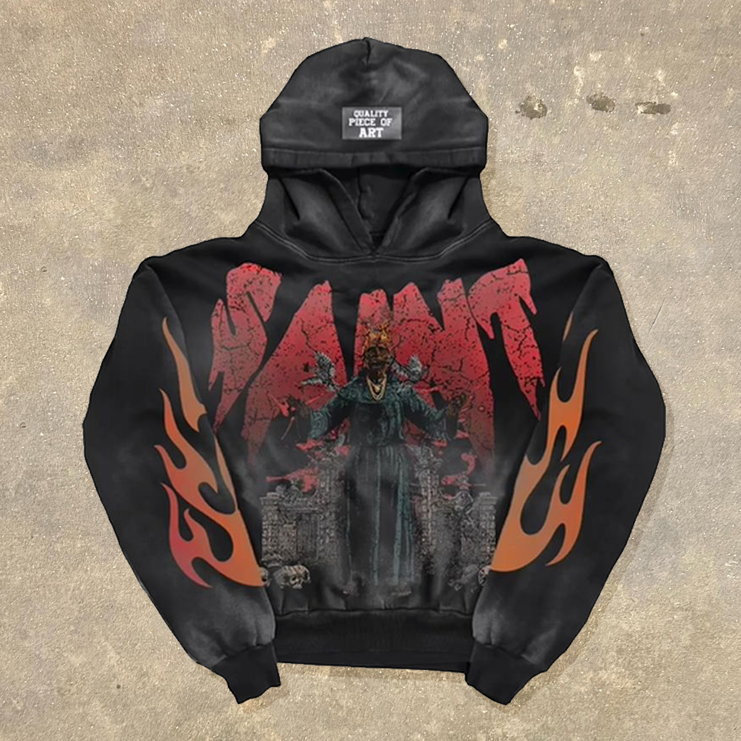 Saint Flame Print Long Sleeve Hoodies