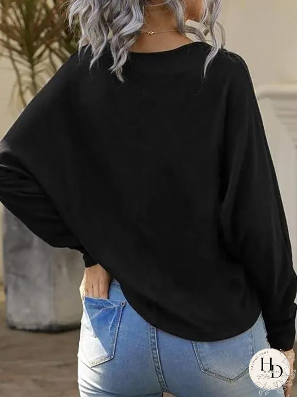 Dolman Sleeve Cinched Front V Neck Knitwear for Women