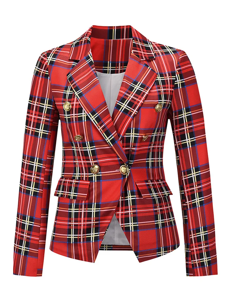 Women's Checkered Casual Small Suit Jacket Temperament Commuting Elegant Slim Short Section Professional Women's Suit