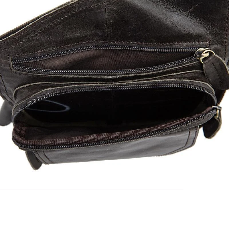 Irregular Design Men's Chest Bag Leather Solid Color Shoulder Bag Crossbody Bag