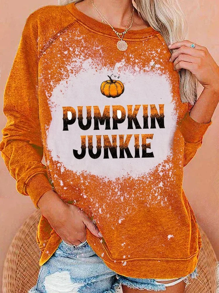 Pumpkin Junkie Printed Women's Casual Sweatshirt