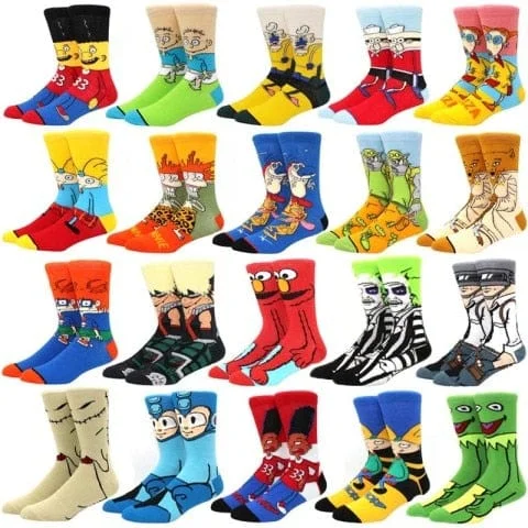 pornhint Pornhint Fashion men's funny socks fashion women's personality anime socks cartoon fashion skarpety high quality sewing pattern