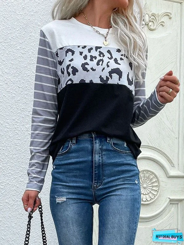 Round Neck Leopard Print T-shirt