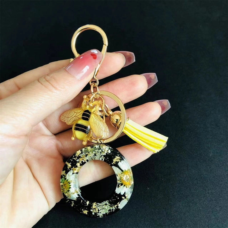 Minimalist Classic Style Letter Bee Resin Unisex Bag Pendant Keychain