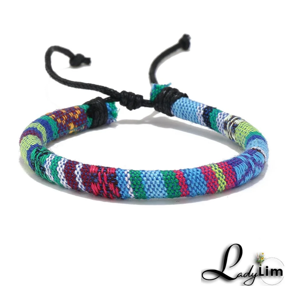 Multicolor Ethnic Style Drawstring Boho Bracelet
