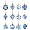 12Pcs DIY Diamond Painting Snowflakes Double Sided Keychain