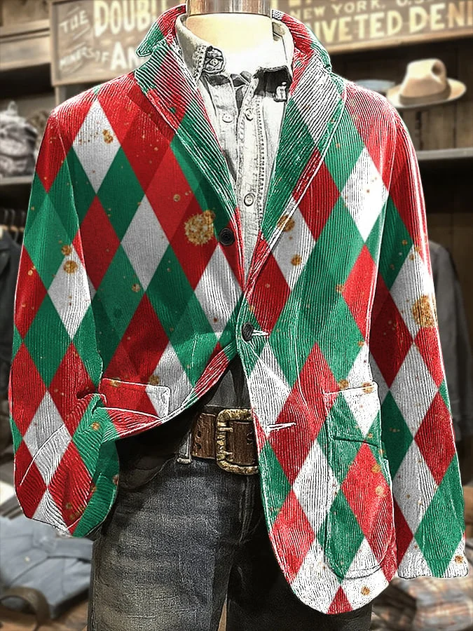 Men's Christmas Art Design Print Casual Coat 