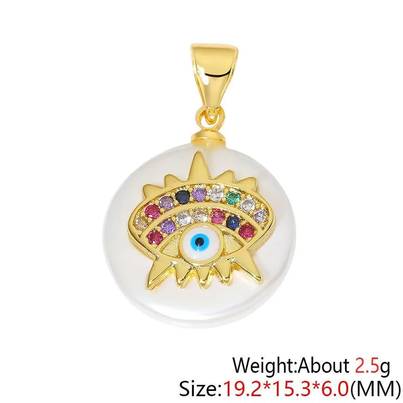 1 Piece 15.3*19.2mm Copper Zircon Heart Shape Eye Crab Pendant Jewelry Accessories