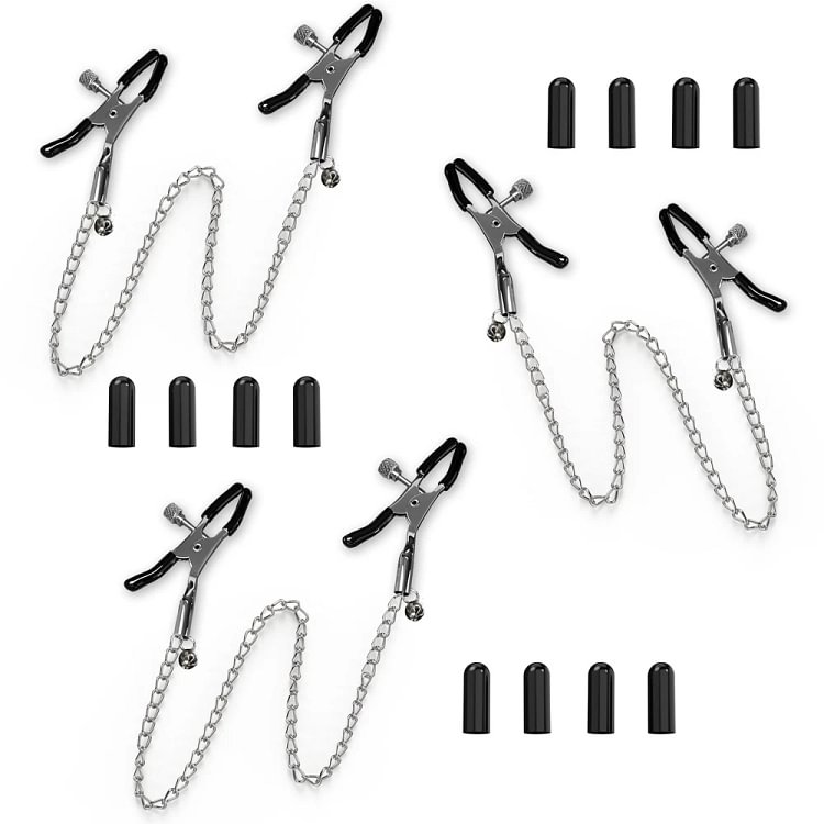 pornhint Pornhint BDSM Nipple Toys 3PCS Adjustable Metal toys, Black, Silver BDSM