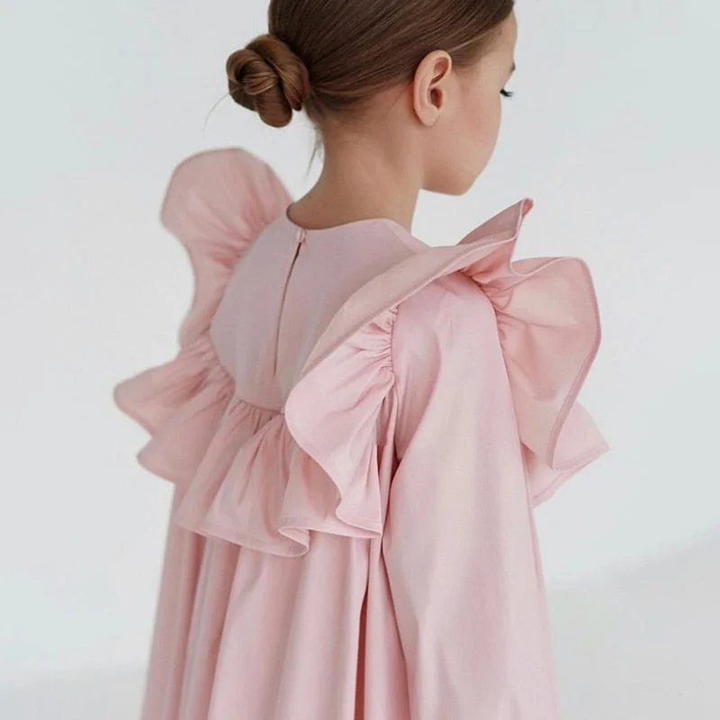 Baby Girl Cotton Princess Ruffle Dress Long Sleeve Spring Autumn Infant Toddler Girl Vestido High Quality Baby Clothes 2-10Y