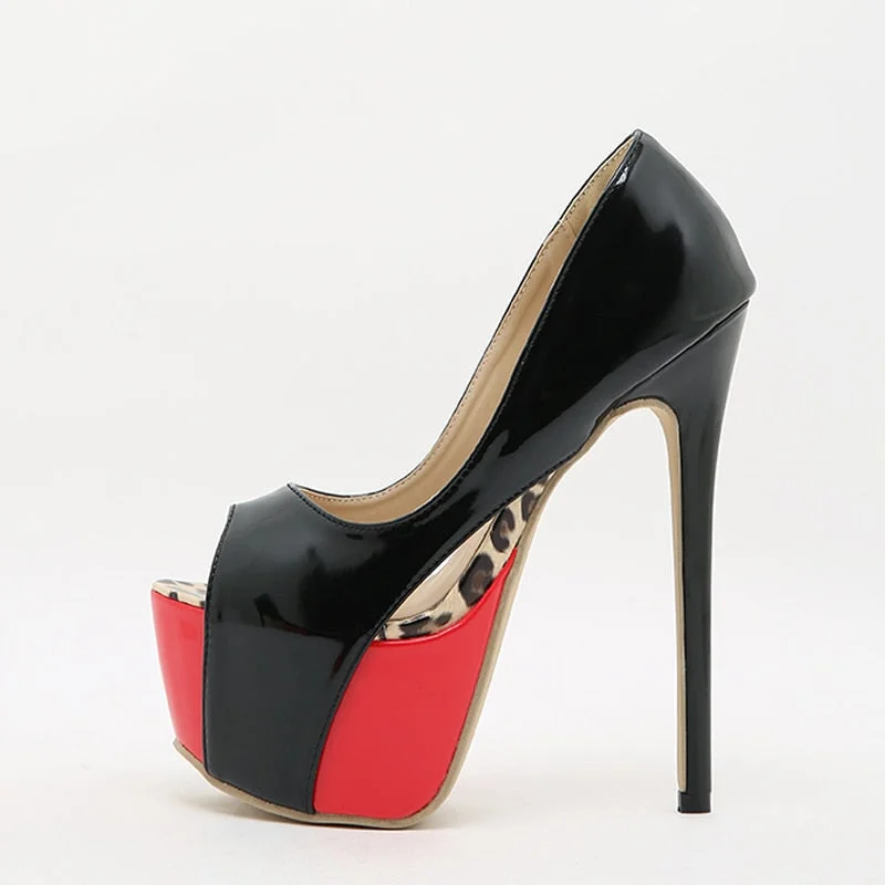 Eilyken 2022 New Fashion Black Red Platform Pumps Women Ultra High Stiletto Heels Peep Toe Party Wedding Stripper shoes