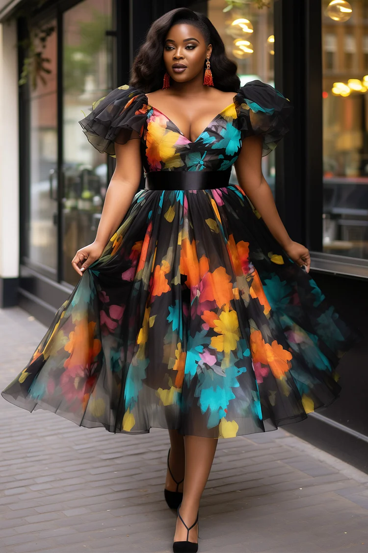 Sweet Elegant Floral Fold Oblique Collar A Line Dresses Sweet Elegant Floral Fold Oblique Collar A Line Dresses