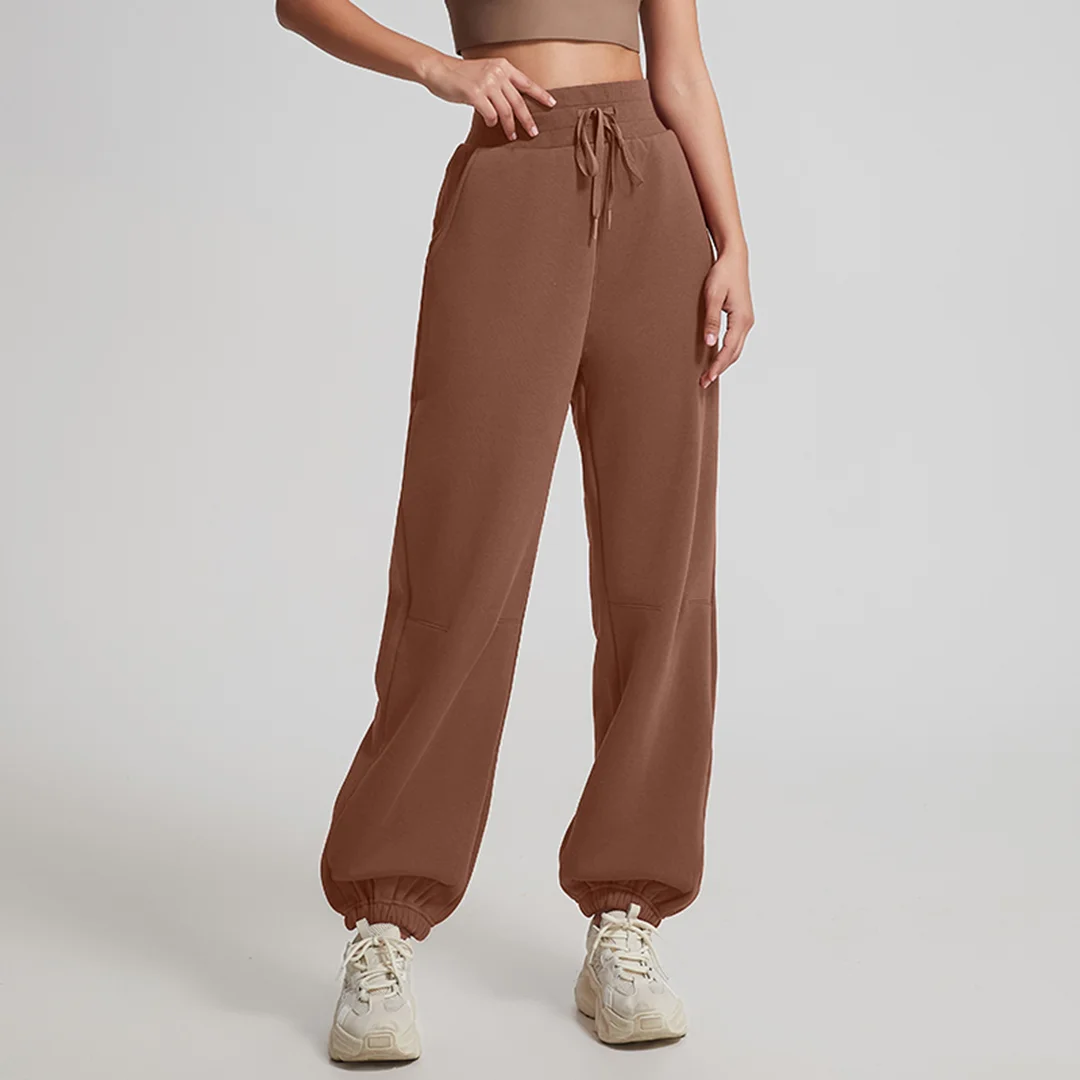 High-waisted tummy tucked athleisure long pants