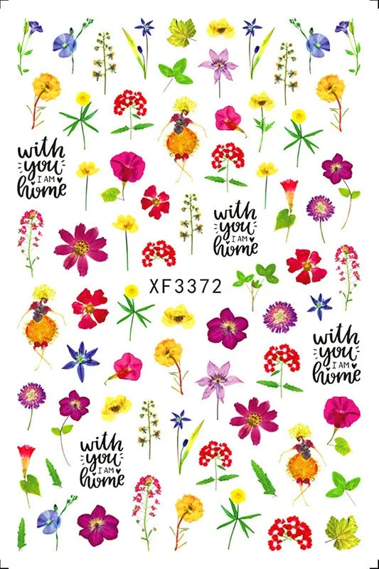 3D Nail Sticker Flowers Leaves Abstract Floral Decals And Sticker Nail Foils Slider Nail Art Decals Manicure Nails Accesories-Nail Inspo