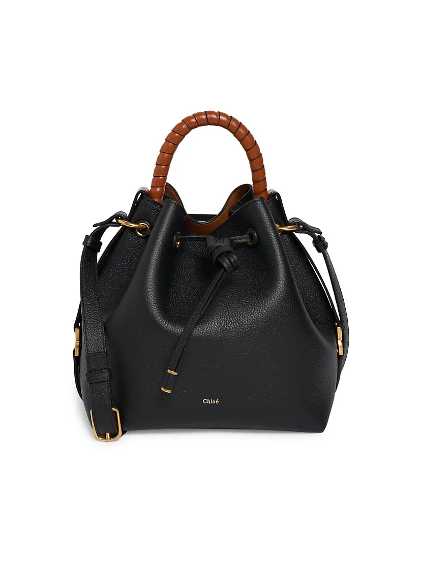 Chloé Marcie Leather Bucket Bag-Black